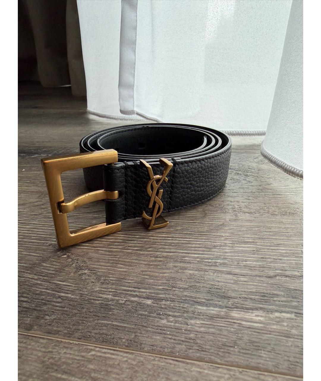 SAINT LAURENT Черный кожаный ремень, фото 6