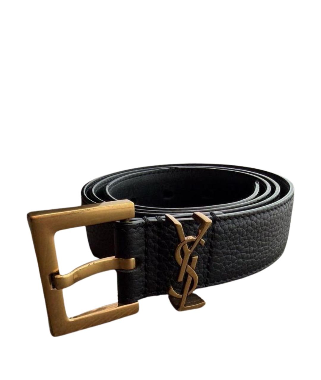 SAINT LAURENT Черный кожаный ремень, фото 1