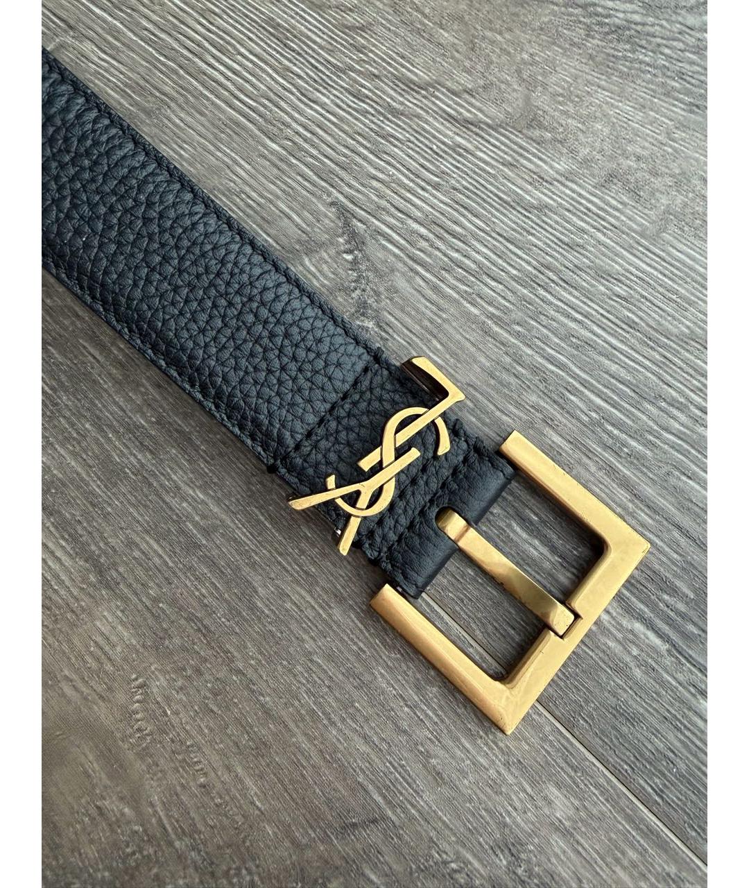 SAINT LAURENT Черный кожаный ремень, фото 2