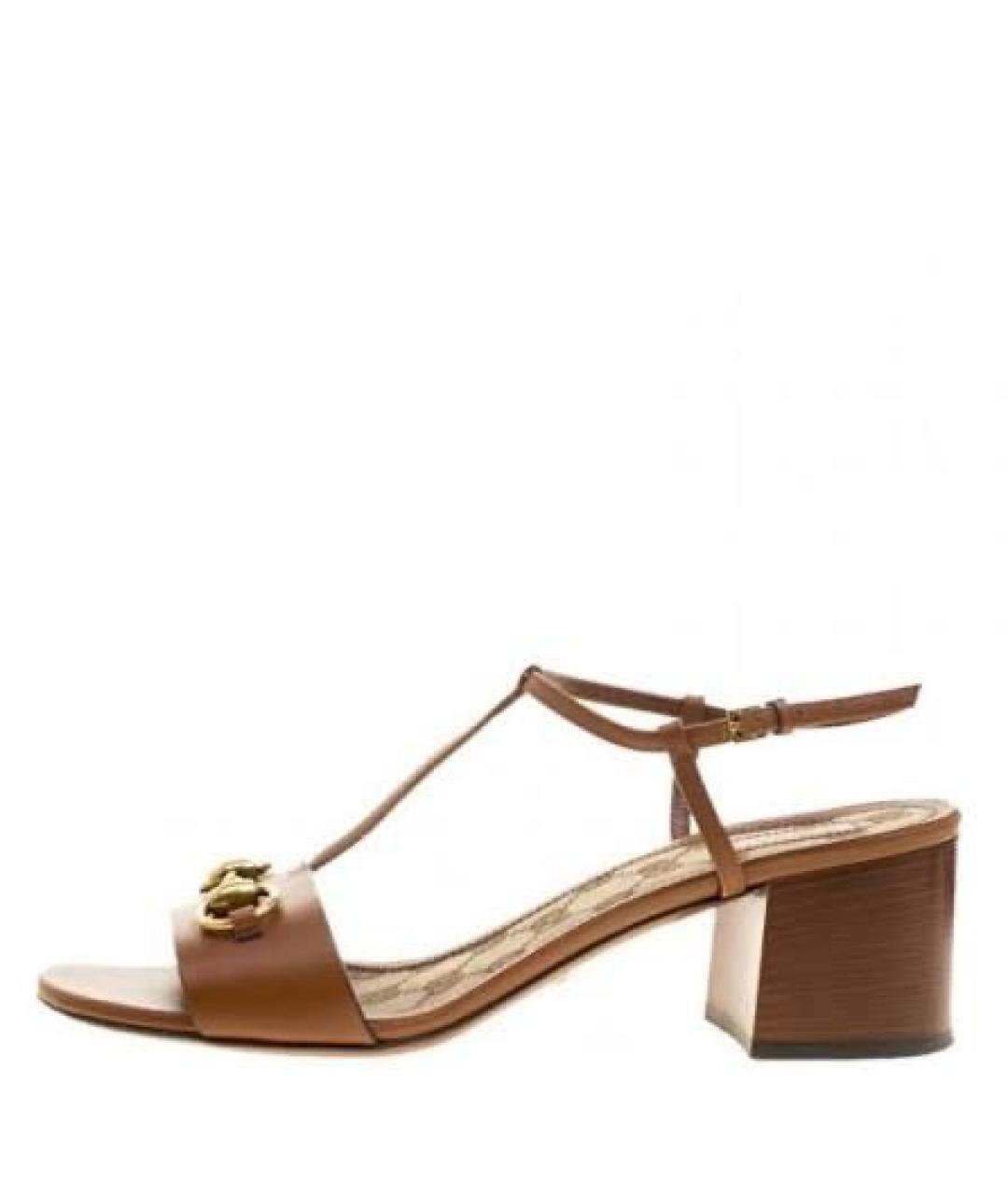 GUCCI Коричневые кожаные босоножки, фото 9