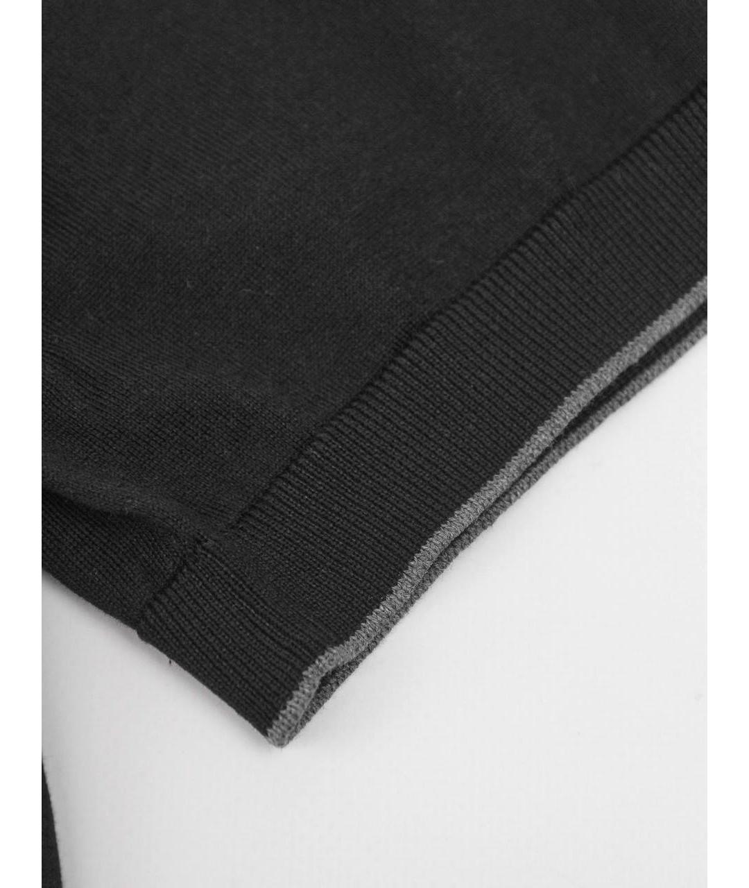 BRUNELLO CUCINELLI Черное хлопковое поло с коротким рукавом, фото 6