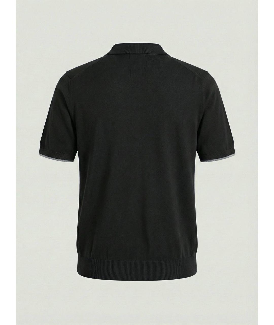 BRUNELLO CUCINELLI Черное хлопковое поло с коротким рукавом, фото 2