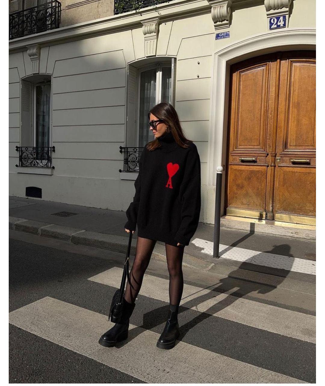 Ami Paris Черный шерстяной джемпер / свитер, фото 5