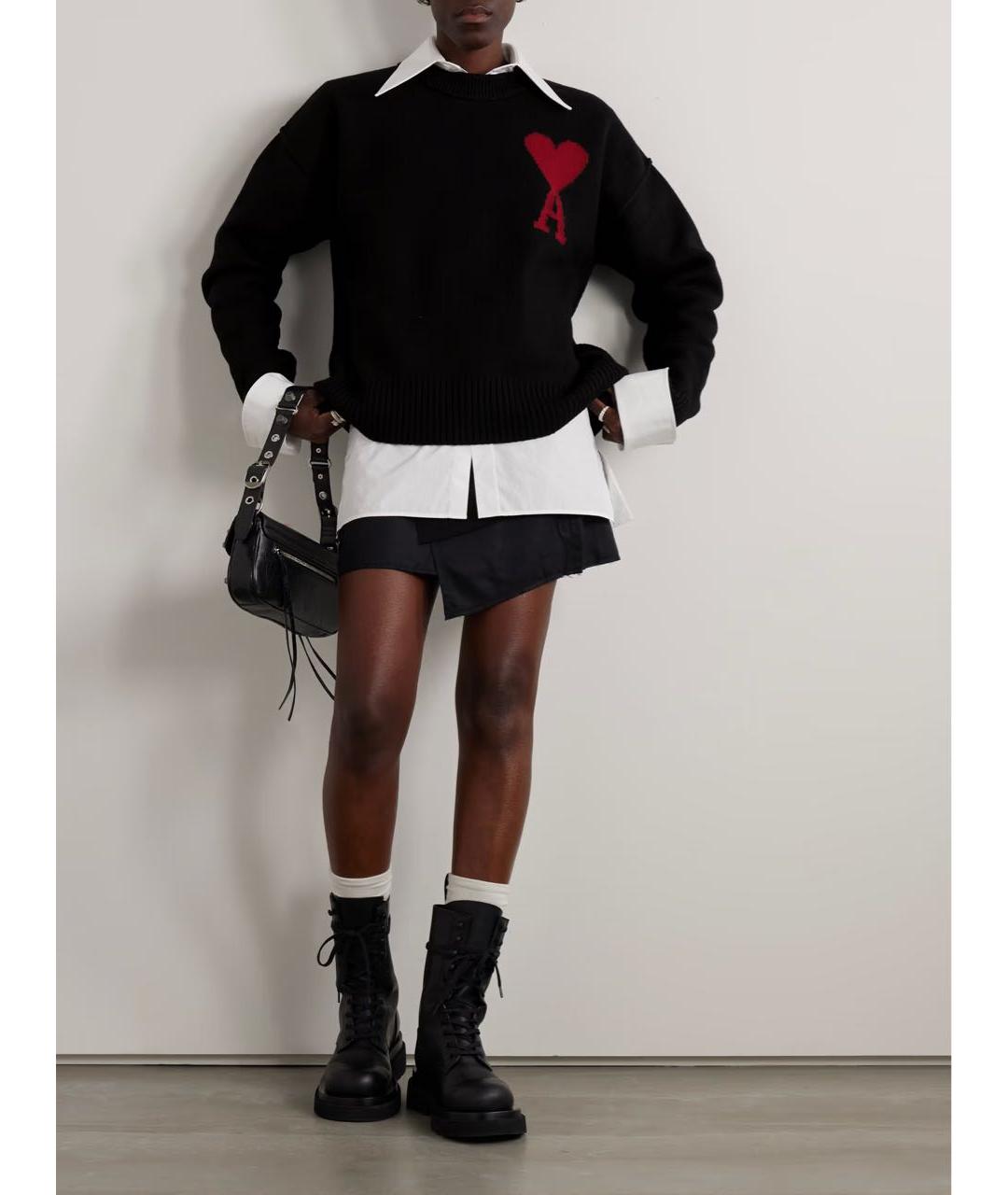 Ami Paris Черный шерстяной джемпер / свитер, фото 4