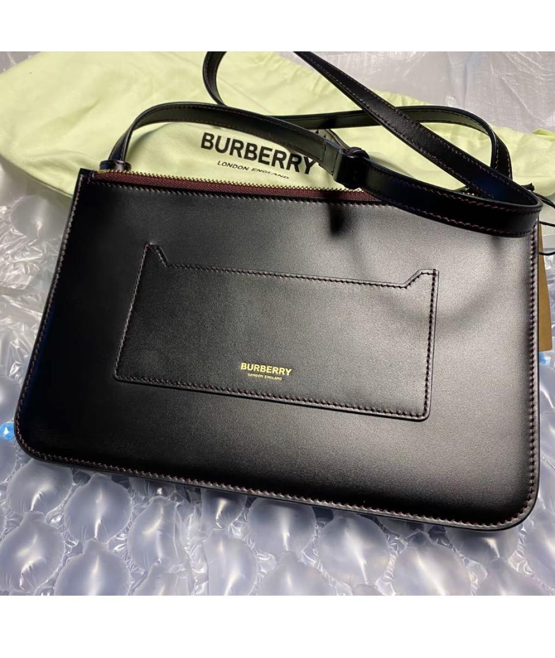 BURBERRY Черная кожаная сумка через плечо, фото 8