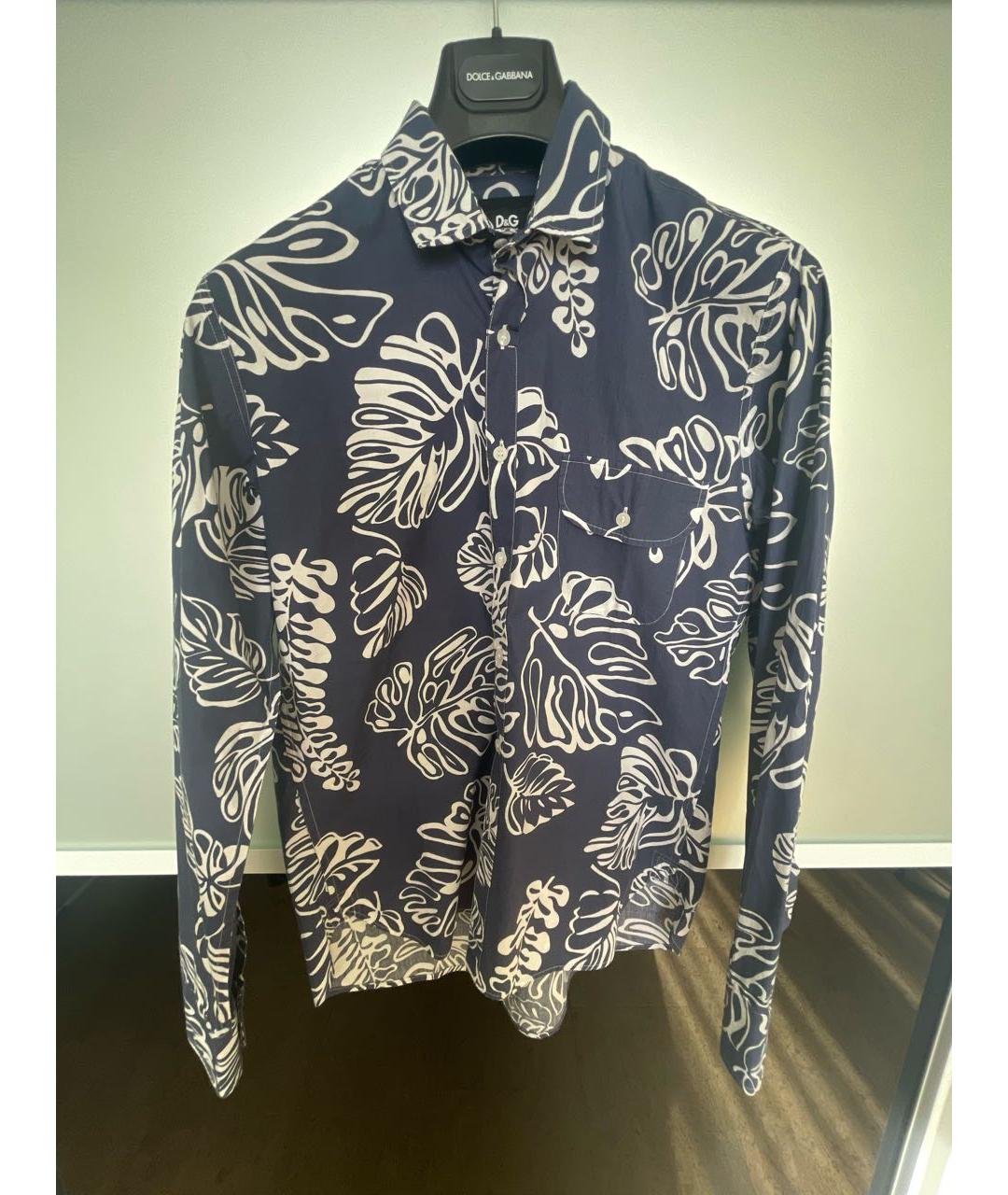 DOLCE&GABBANA Синяя хлопковая кэжуал рубашка, фото 8