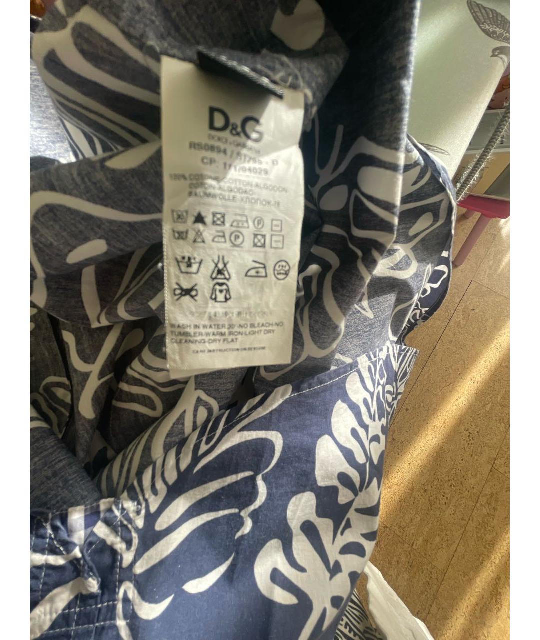 DOLCE&GABBANA Синяя хлопковая кэжуал рубашка, фото 5