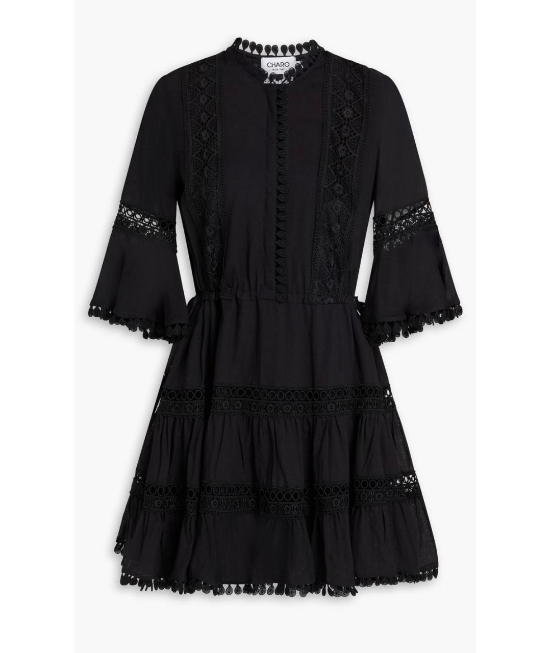 CHARO RUIZ Черное хлопковое коктейльное платье, фото 4