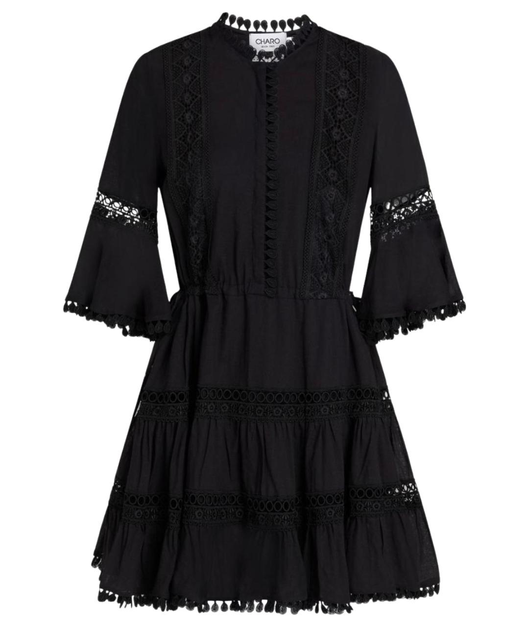 CHARO RUIZ Черное хлопковое коктейльное платье, фото 1