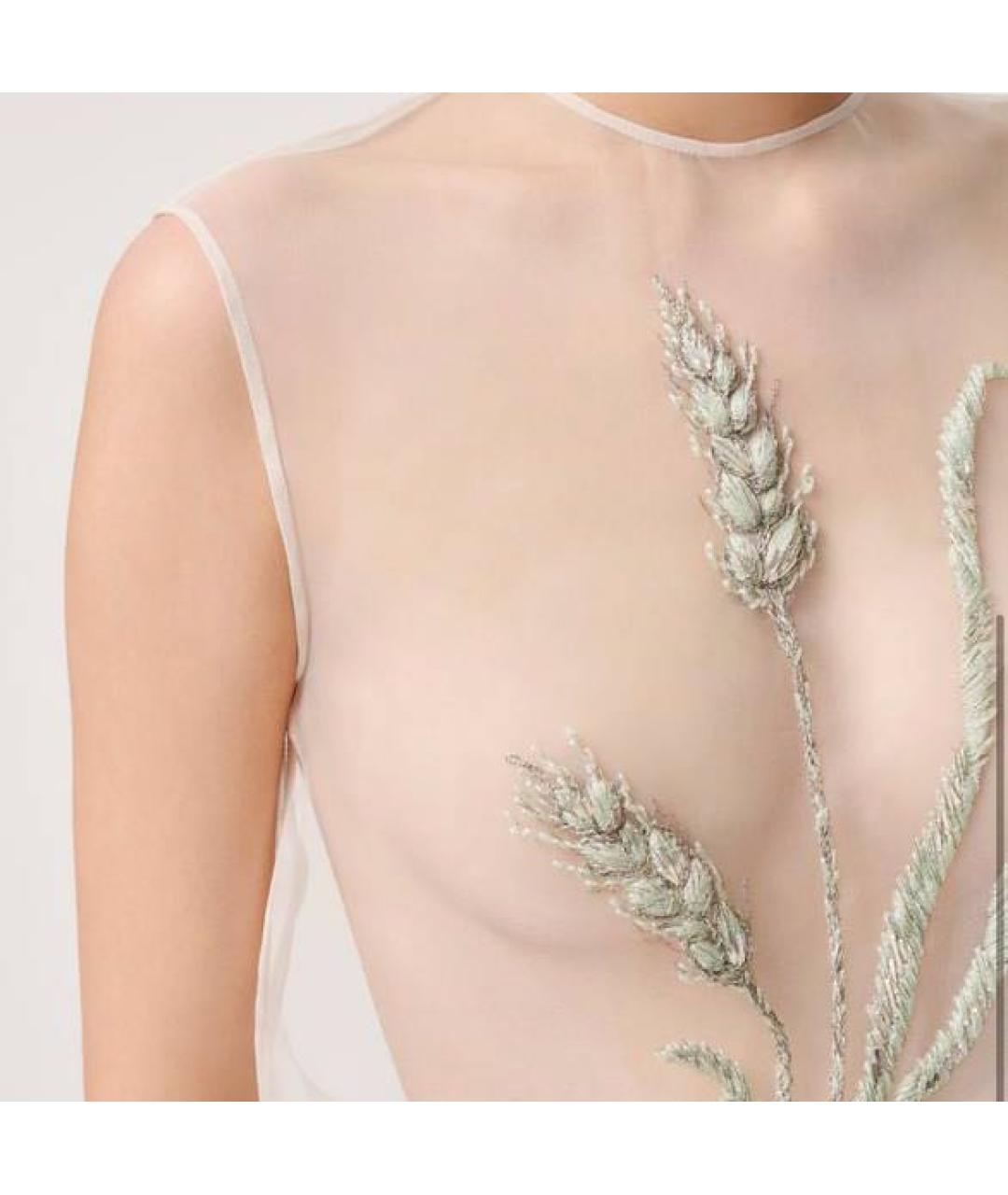 CHANEL Бежевая шелковая майка, фото 3