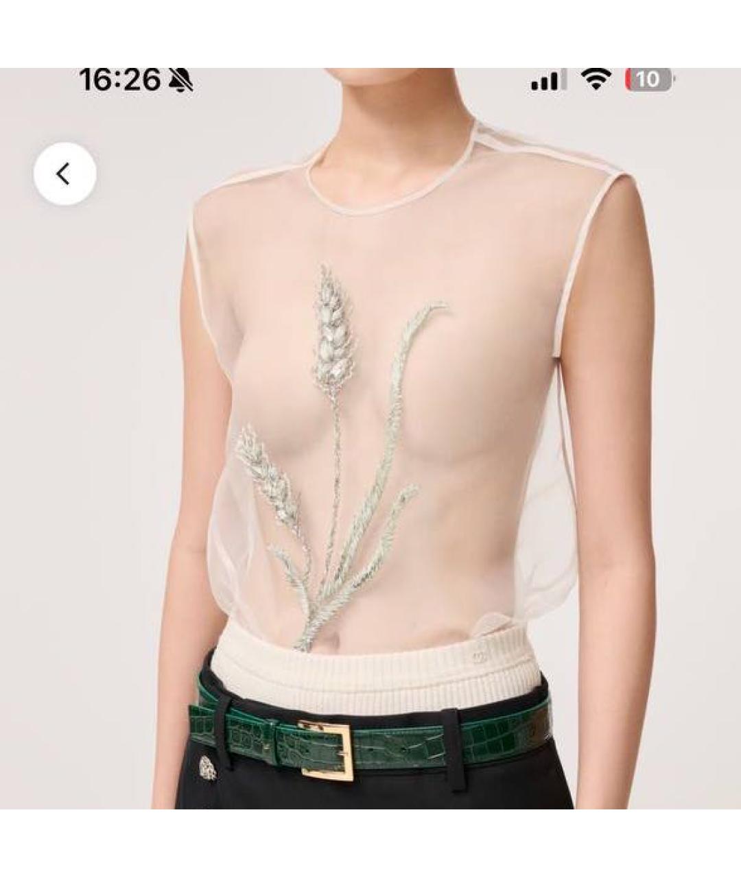 CHANEL Бежевая шелковая майка, фото 4