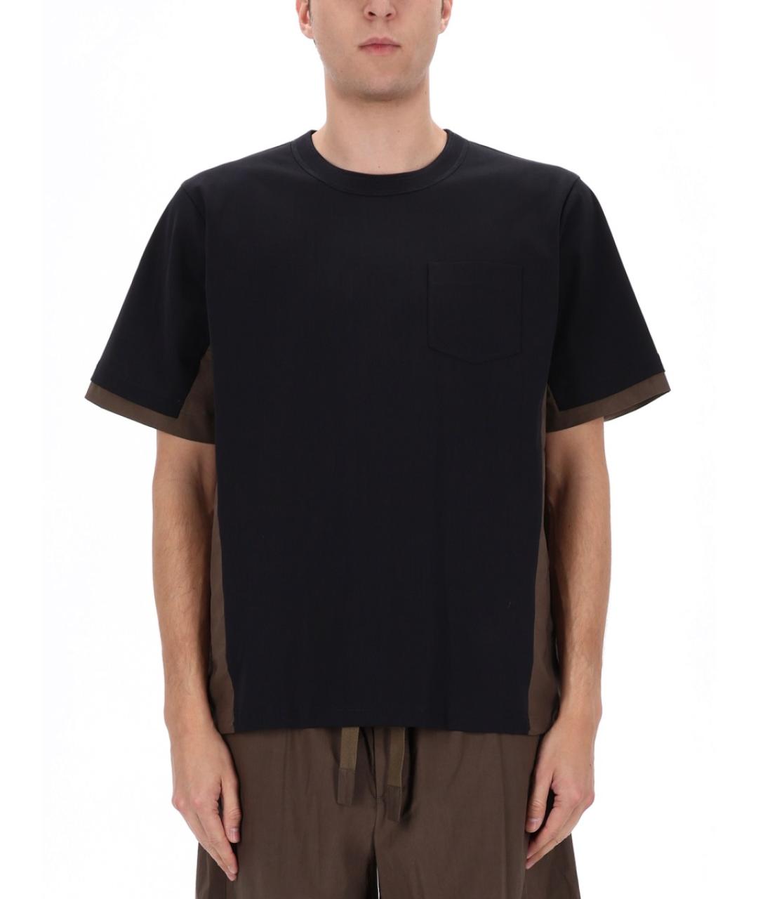SACAI Темно-синяя хлопковая футболка, фото 3