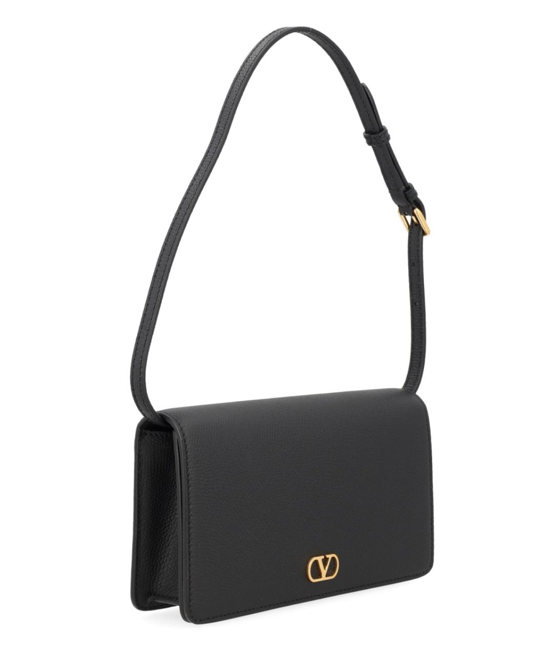 VALENTINO Черная кожаная сумка через плечо, фото 3