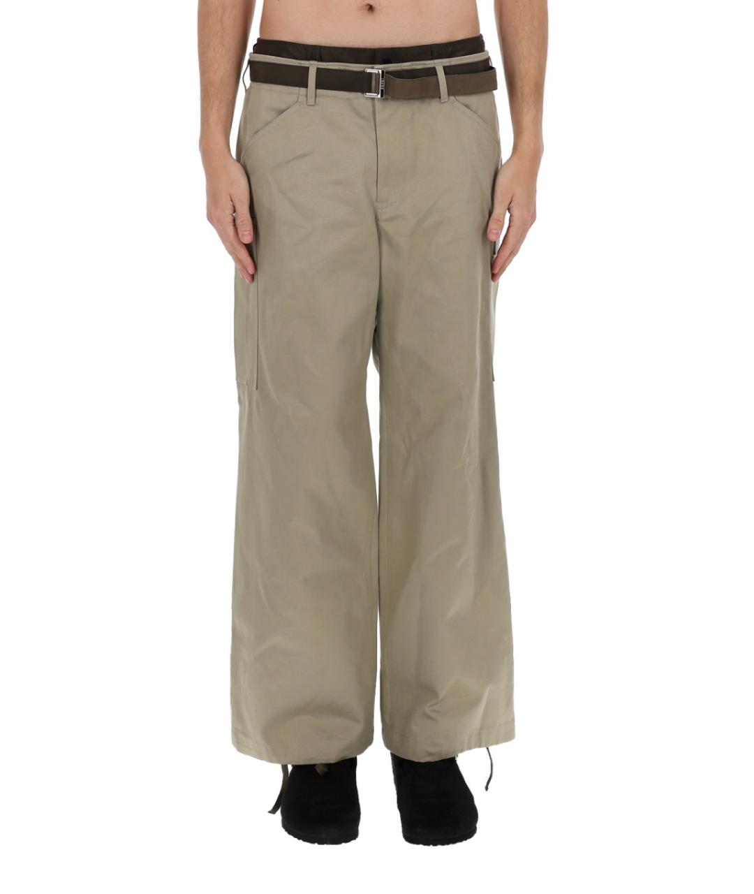 SACAI Бежевые хлопковые повседневные брюки, фото 5