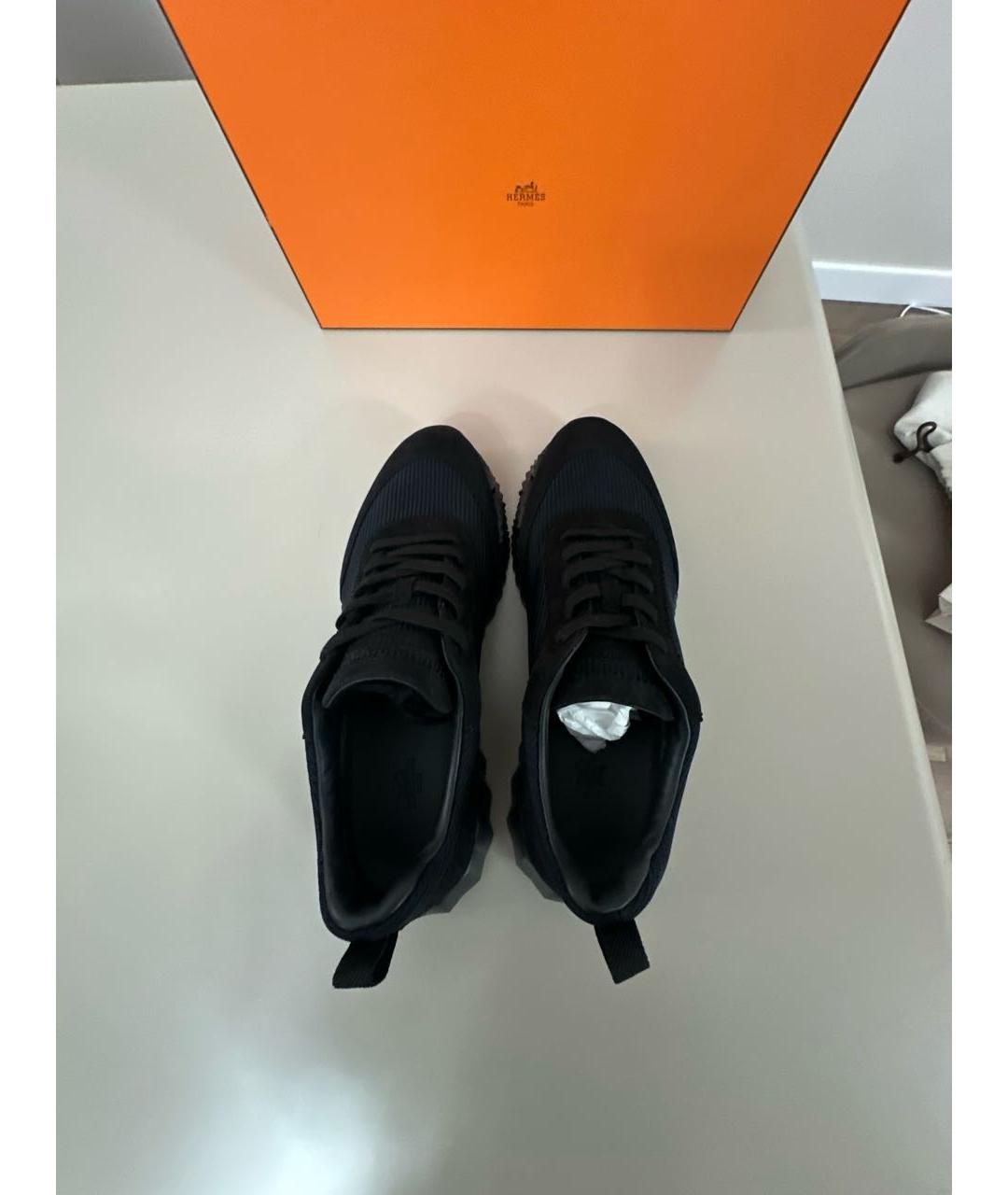 HERMES Черные замшевые высокие кроссовки / кеды, фото 3
