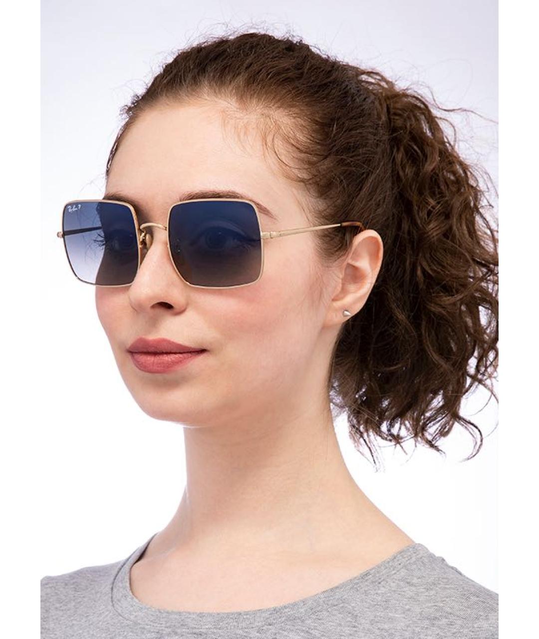 RAY BAN Золотые металлические солнцезащитные очки, фото 6