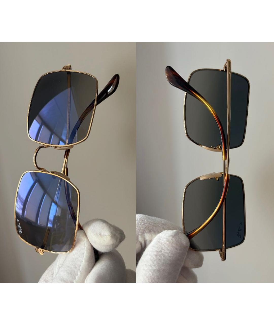 RAY BAN Золотые металлические солнцезащитные очки, фото 5