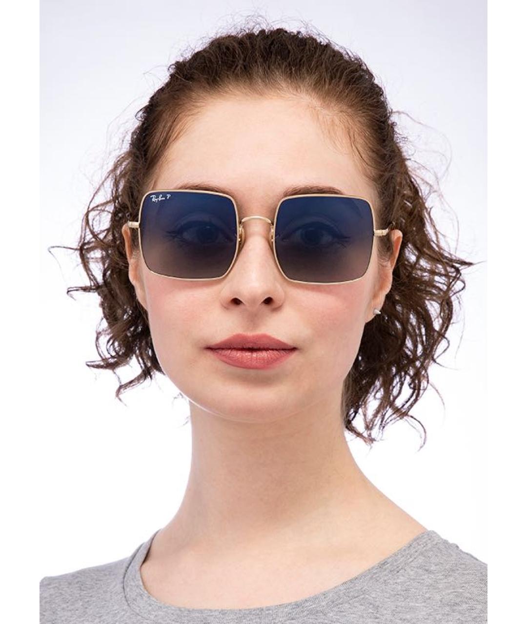 RAY BAN Золотые металлические солнцезащитные очки, фото 7