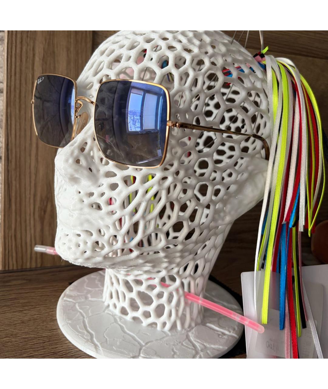 RAY BAN Золотые металлические солнцезащитные очки, фото 8