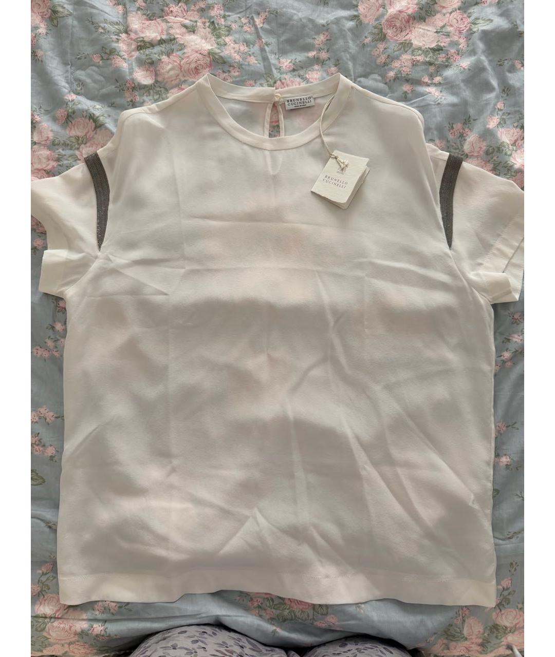 BRUNELLO CUCINELLI Белая шелковая футболка, фото 5