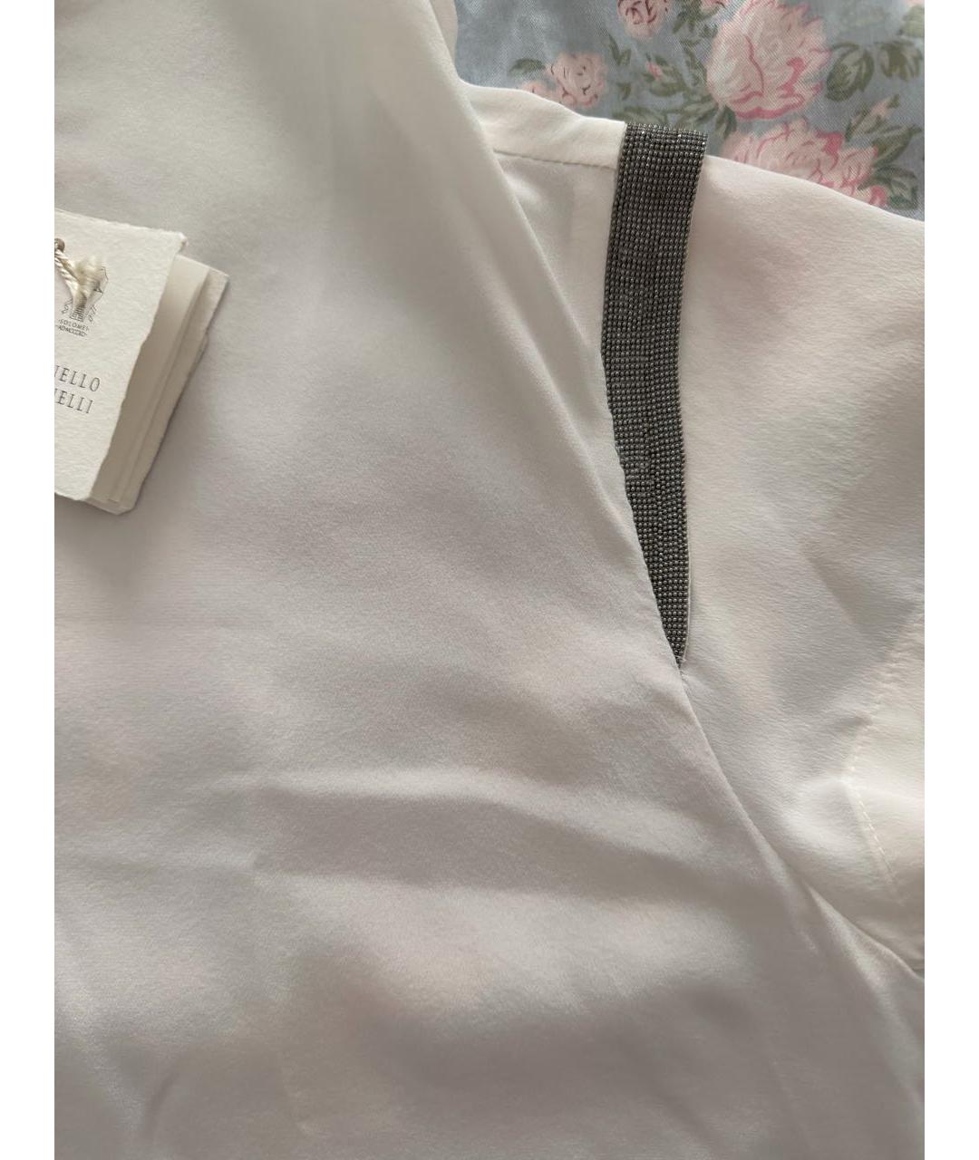 BRUNELLO CUCINELLI Белая шелковая футболка, фото 3