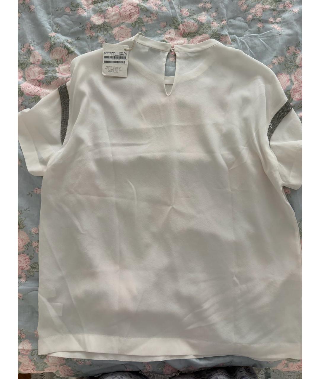 BRUNELLO CUCINELLI Белая шелковая футболка, фото 4