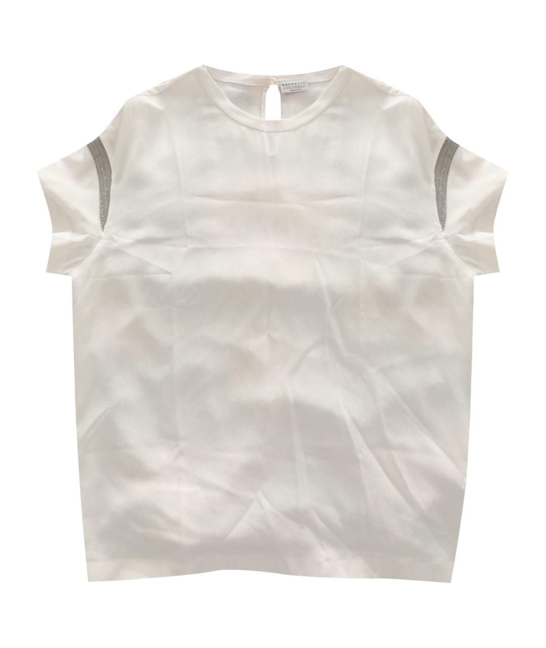 BRUNELLO CUCINELLI Белая шелковая футболка, фото 1