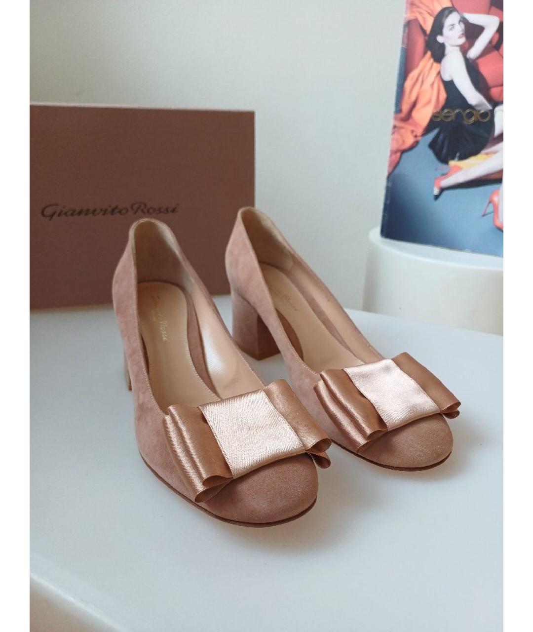 GIANVITO ROSSI Бежевые замшевые туфли, фото 6