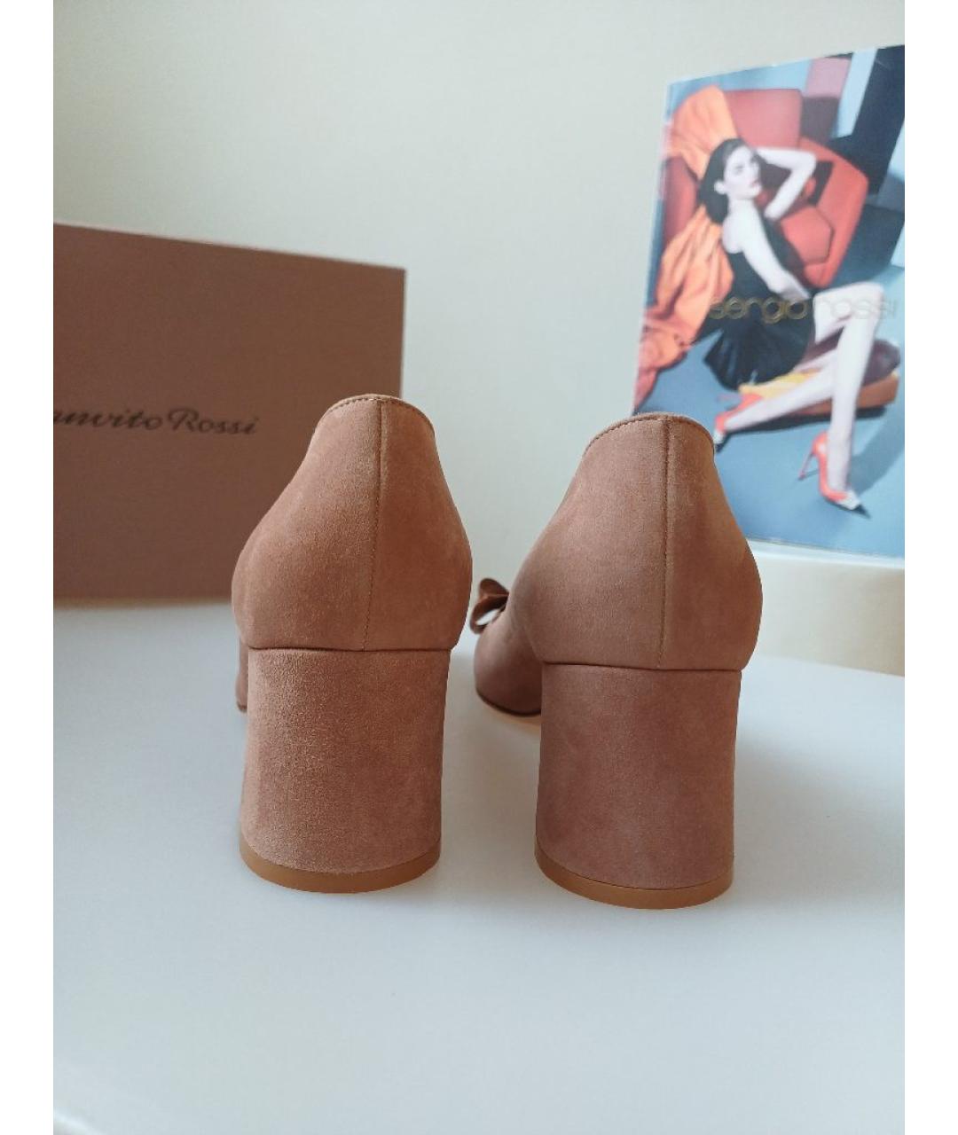 GIANVITO ROSSI Бежевые замшевые туфли, фото 8