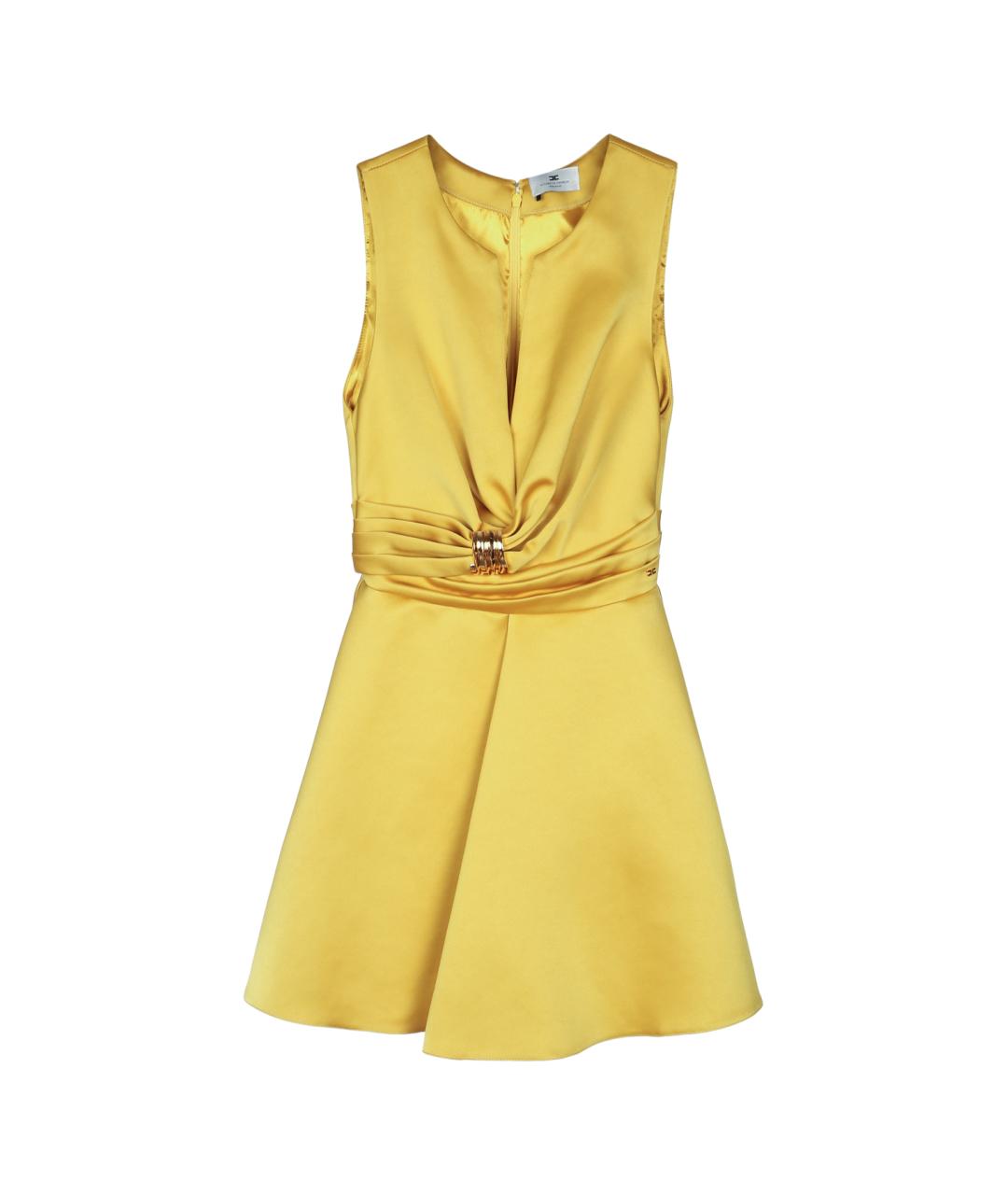 ELISABETTA FRANCHI Желтое полиэстеровое платье, фото 1