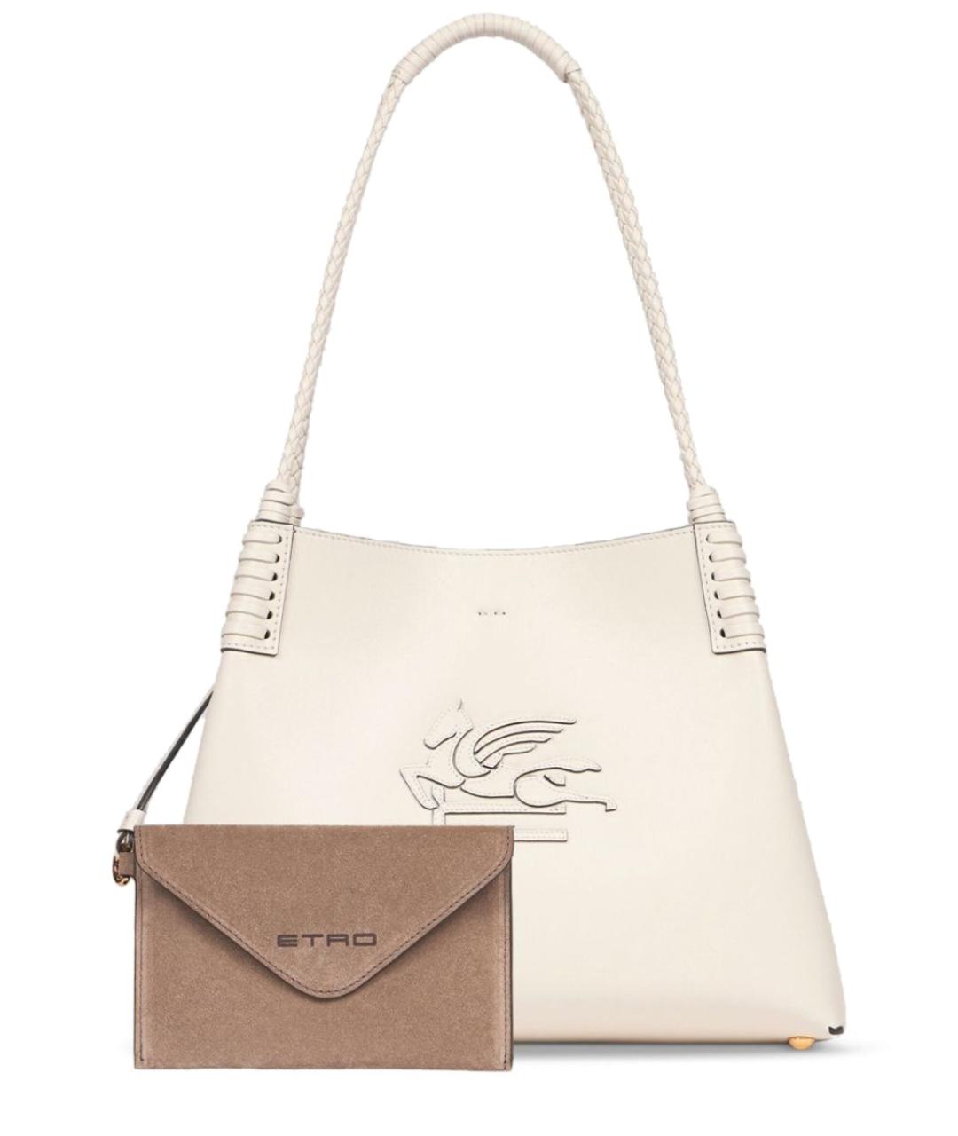 ETRO Белая кожаная сумка тоут, фото 3