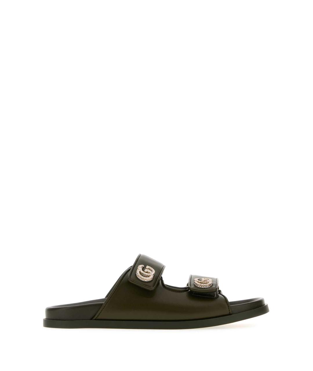 GUCCI Зеленые кожаные сандалии, фото 1
