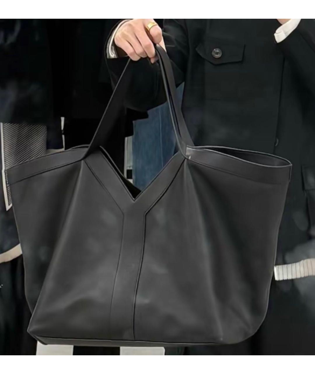 SAINT LAURENT Черная кожаная сумка тоут, фото 2
