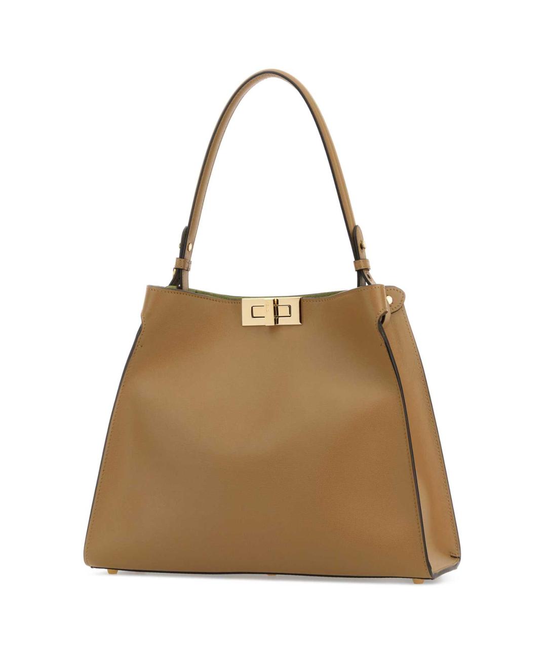 FENDI Бежевая кожаная сумка через плечо, фото 2