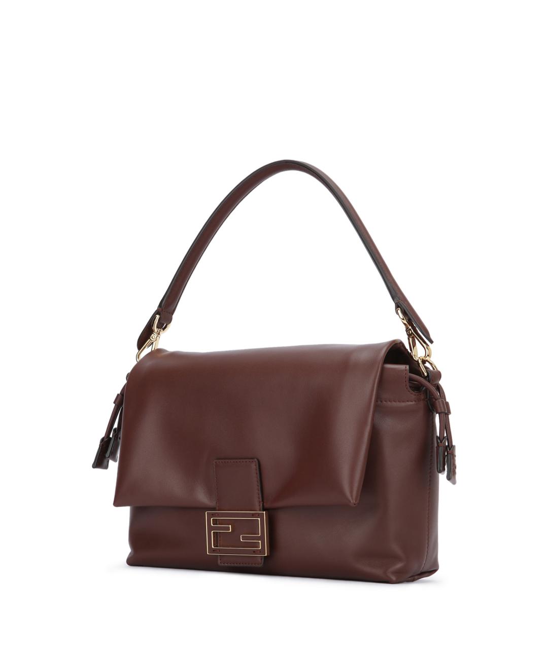 FENDI Бордовая кожаная сумка через плечо, фото 2