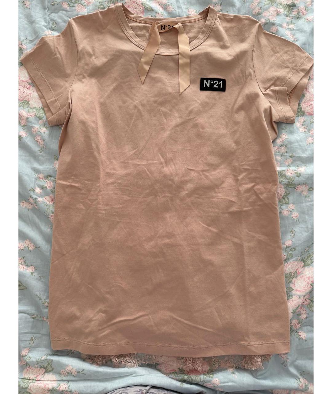 NO. 21 Розовая хлопковая футболка, фото 5