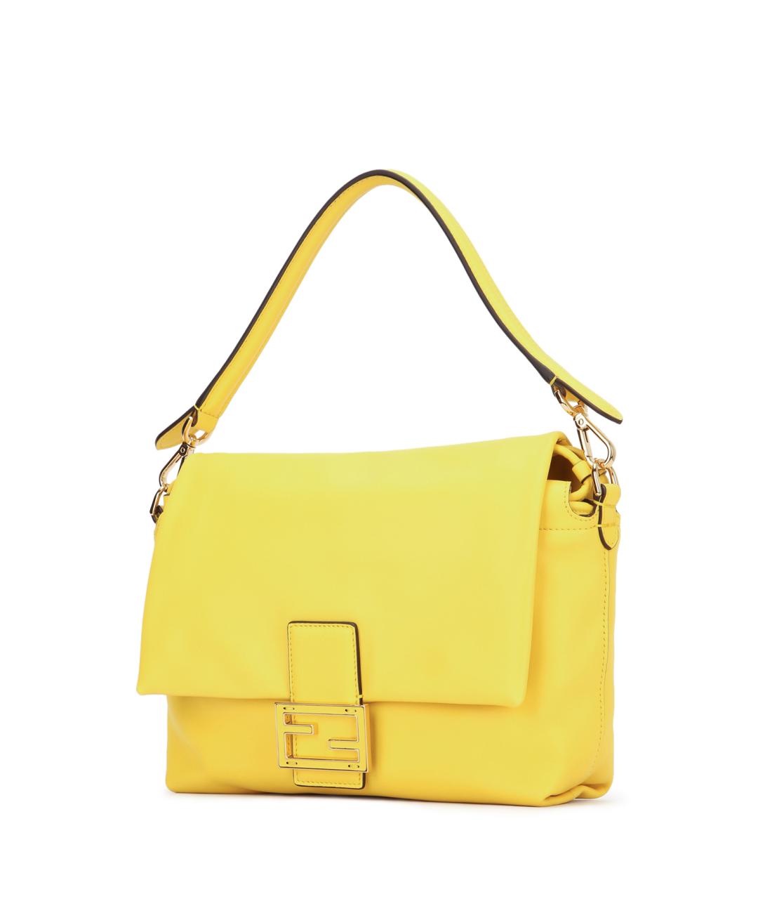 FENDI Желтая кожаная сумка через плечо, фото 2