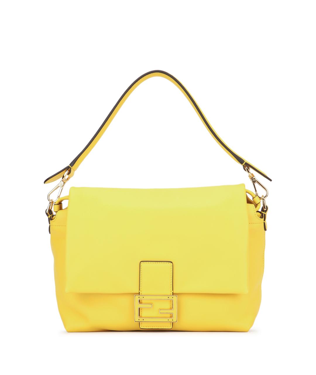 FENDI Желтая кожаная сумка через плечо, фото 1