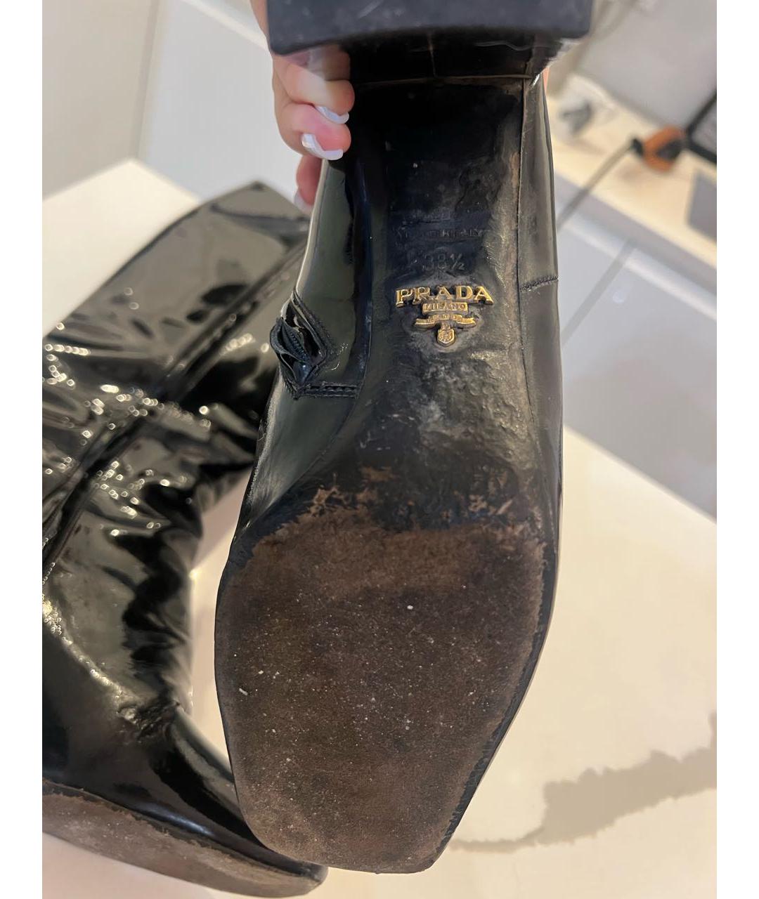PRADA Черные сапоги из лакированной кожи, фото 5