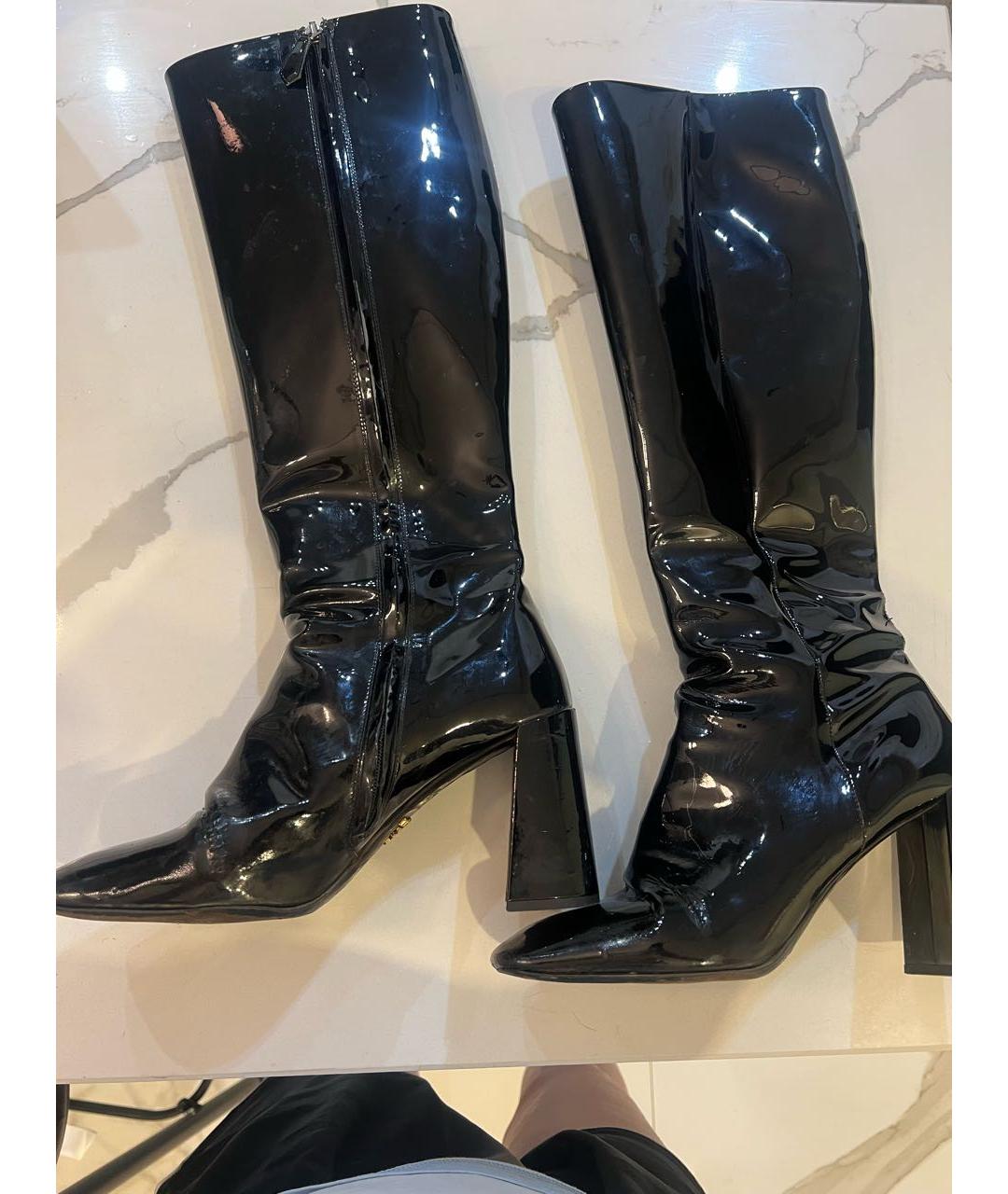 PRADA Черные сапоги из лакированной кожи, фото 2