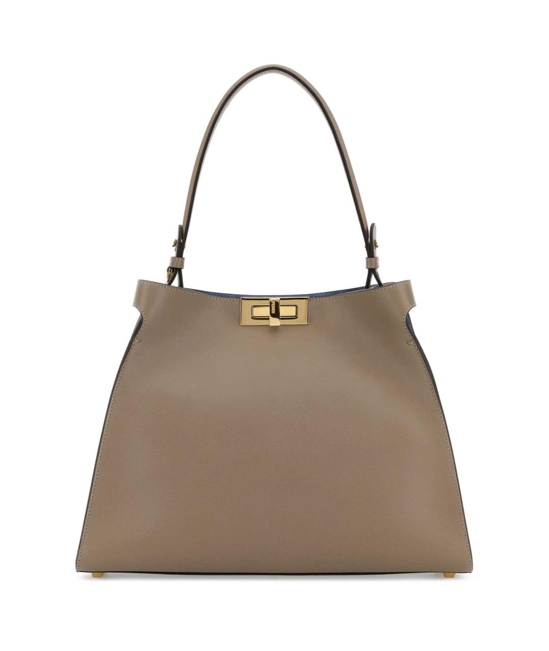 FENDI Серая кожаная сумка с короткими ручками, фото 1