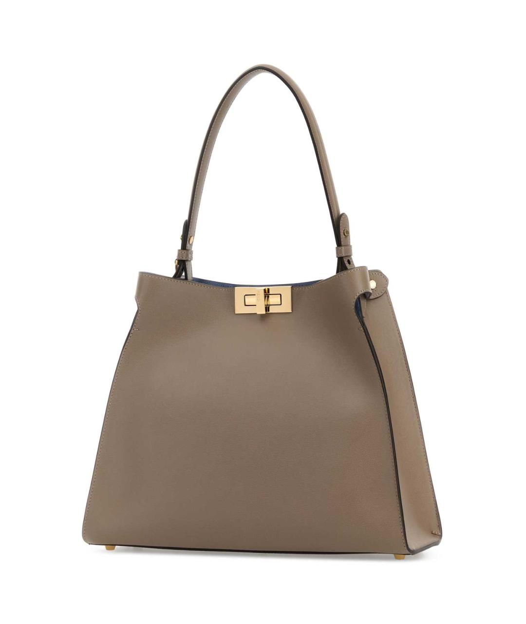 FENDI Серая кожаная сумка с короткими ручками, фото 2