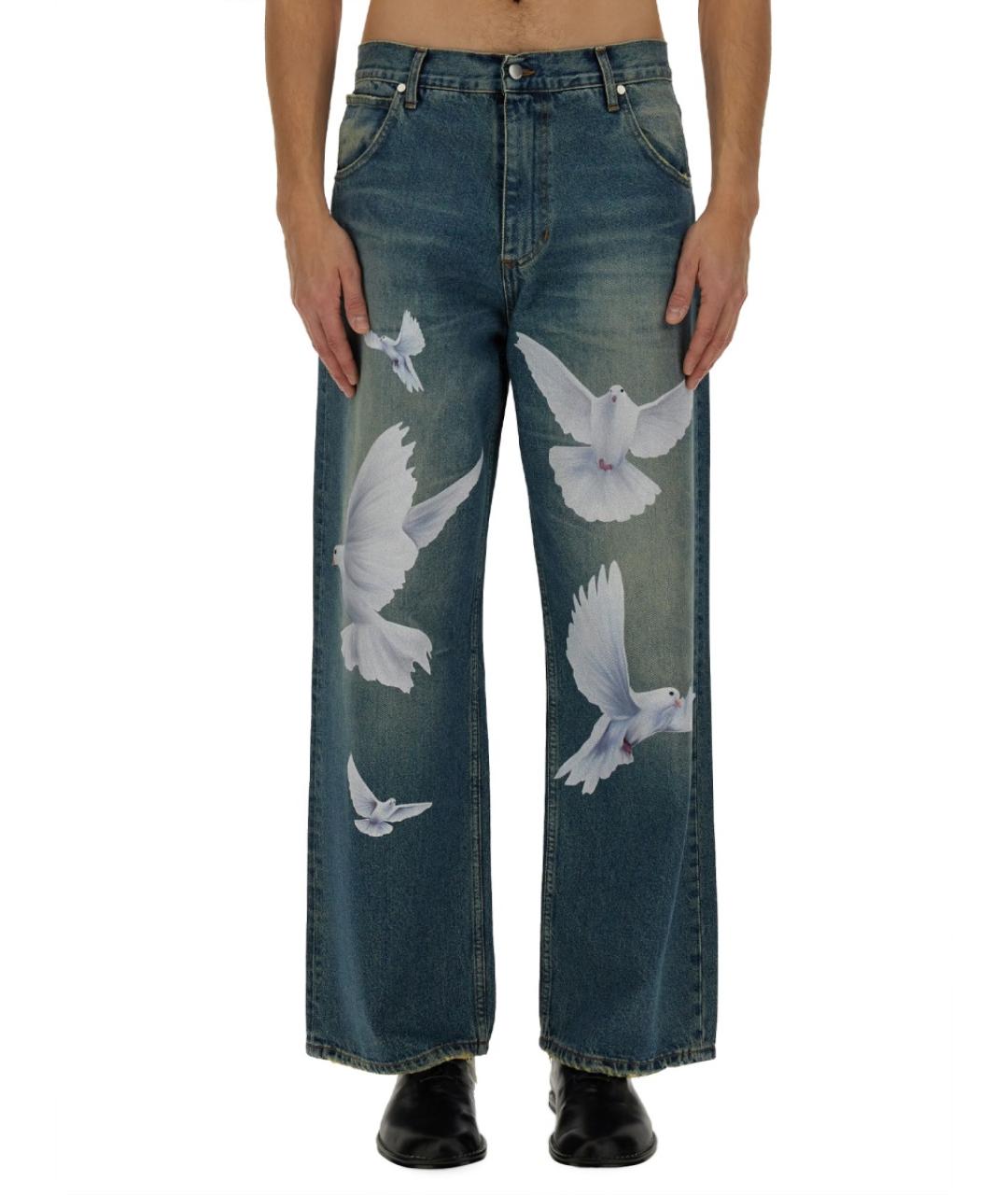 3.PARADIS Синие хлопковые прямые джинсы, фото 5