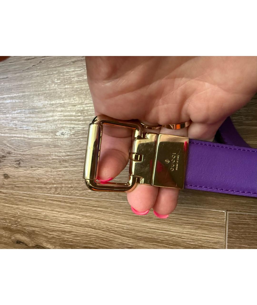 GUCCI Фиолетовый кожаный ремень, фото 3