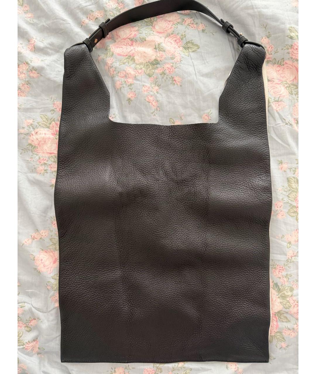 JIL SANDER Черная кожаная сумка тоут, фото 3