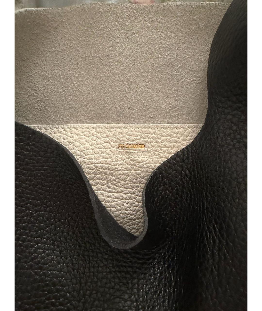 JIL SANDER Черная кожаная сумка тоут, фото 4