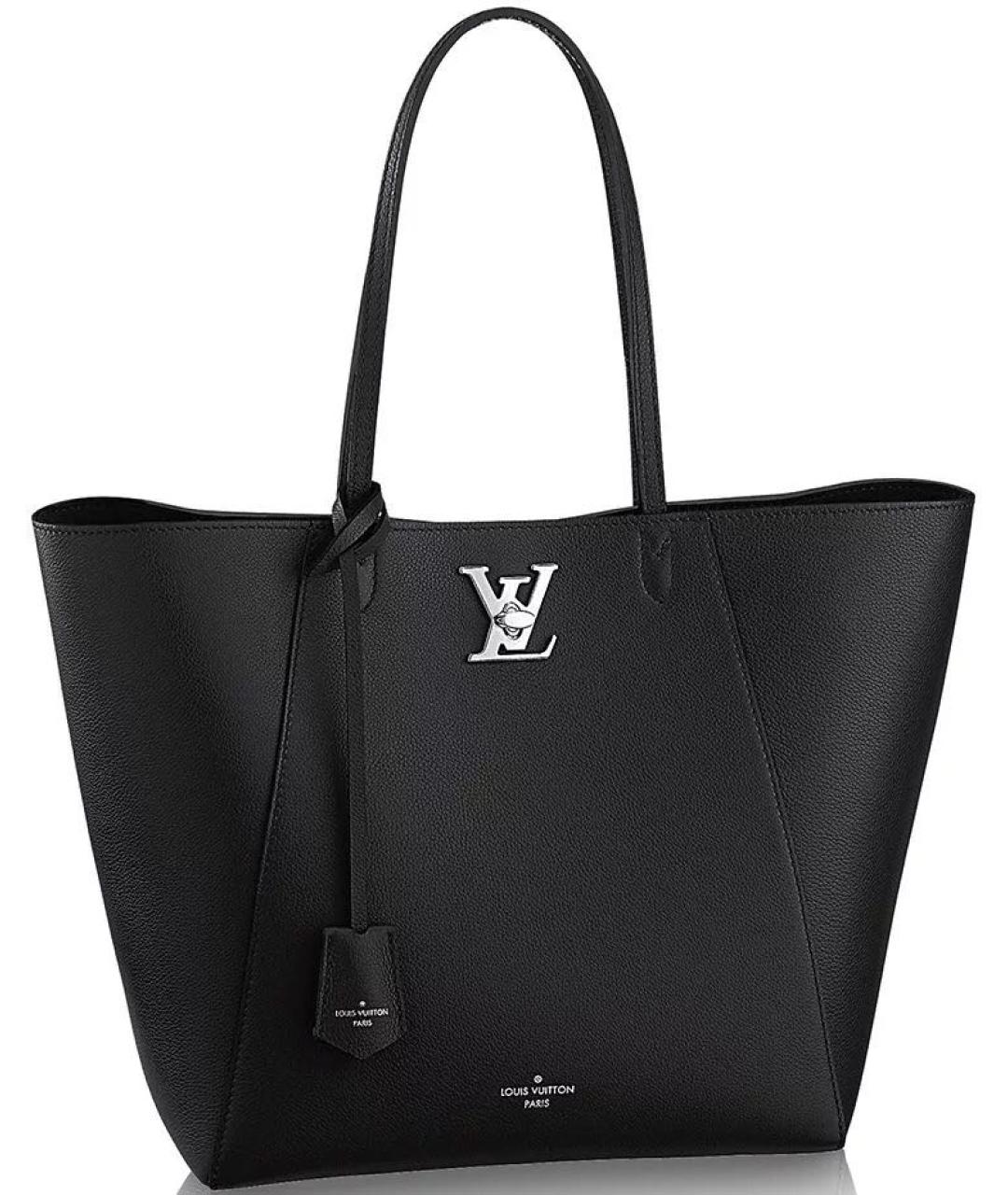 LOUIS VUITTON Черная кожаная сумка тоут, фото 9