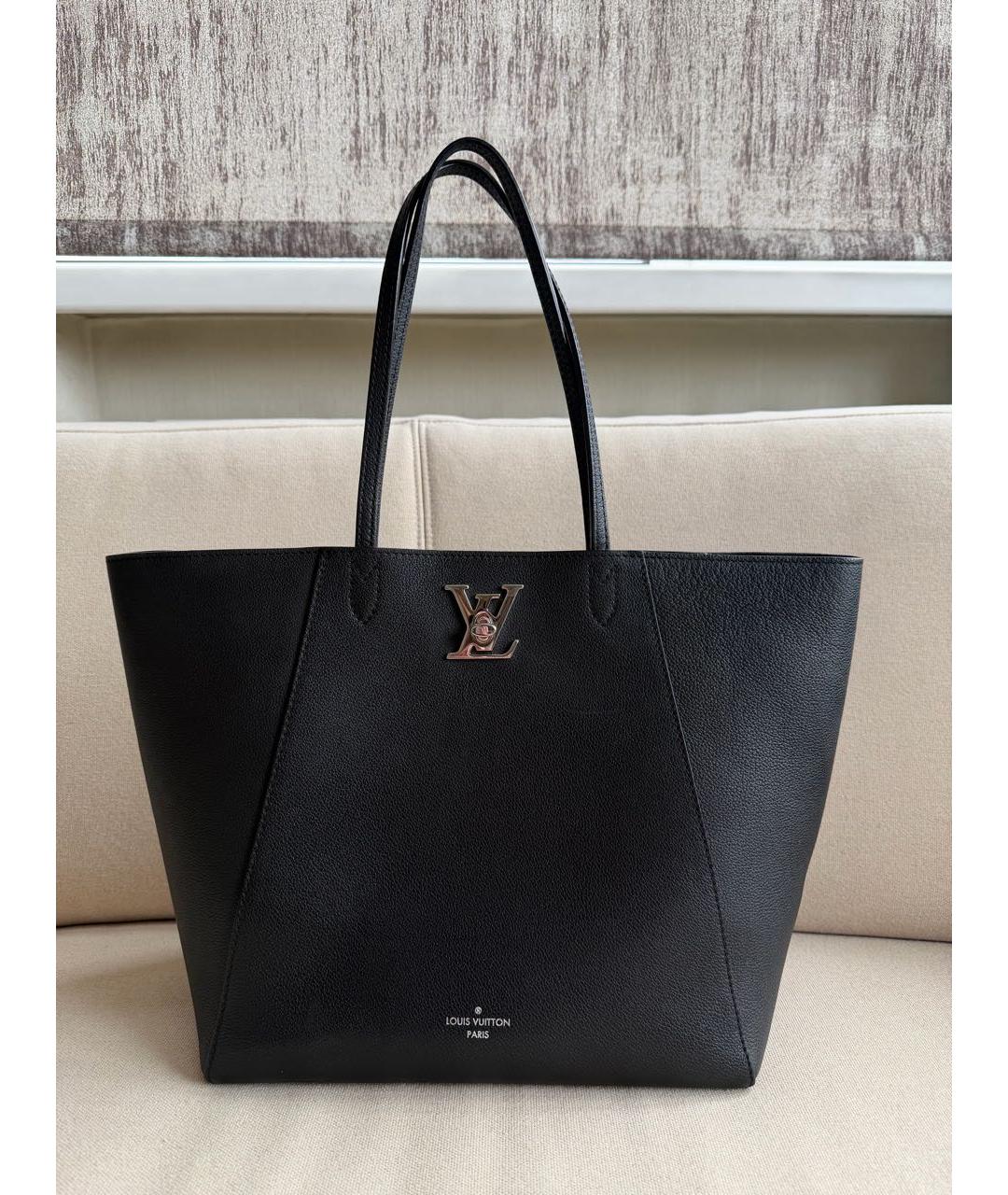 LOUIS VUITTON Черная кожаная сумка тоут, фото 2