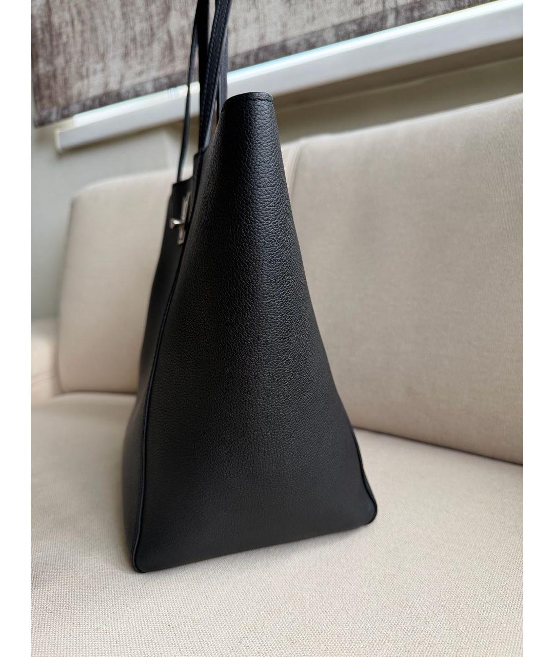 LOUIS VUITTON Черная кожаная сумка тоут, фото 4