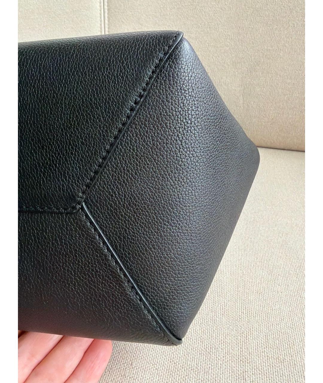 LOUIS VUITTON Черная кожаная сумка тоут, фото 7